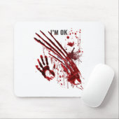 Ik ben OK Bloederige Hand Bloed Splatter Handafdru Muismat (Met muis)