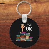 Ik ben Ok Funny Read Book Reading Bibliothecaris L Sleutelhanger (Voorkant)