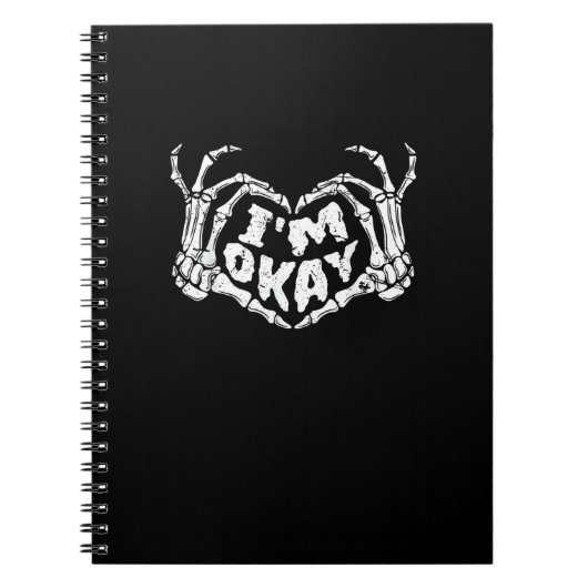 Ik ben ok grappig Halloween kostuum Skeleton Hande Notitieboek (Voorkant)