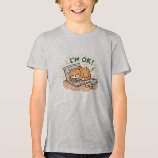Ik ben ok slapende kat laptop cartoon Tri-Blend shirt