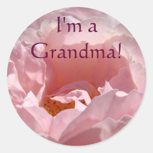 Ik ben oma! stickers Roze Roos Bloem (Voorkant)