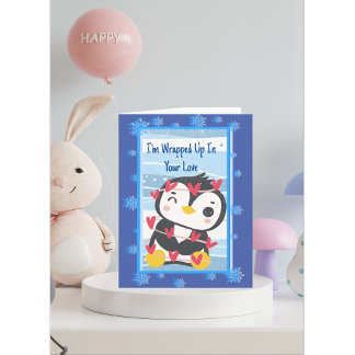 IK BEN OMHULD DOOR JE LIEFDE SCHATTEBEER PINGUÏN FEESTDAGEN KAART