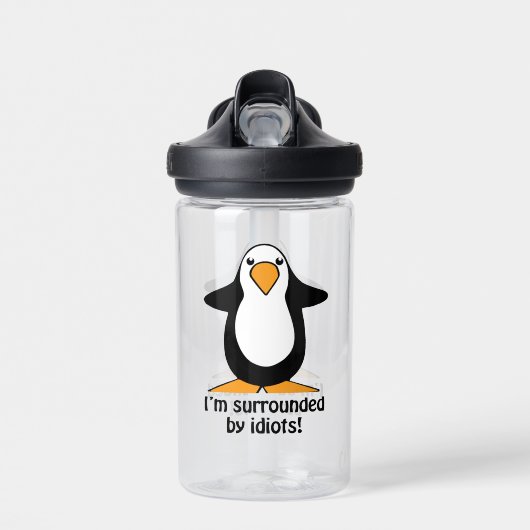 Ik ben omringd door idioten Penguin Waterfles (Voorkant)