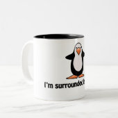 Ik ben omringd door idioten. tweekleurige koffiemok (Voorkant links)