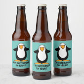 Ik ben omringd door Idiots Penguin Humoureus Bier Etiket (Flessen)