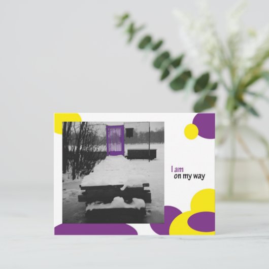 Ik ben onderweg briefkaart (Staand voorkant)