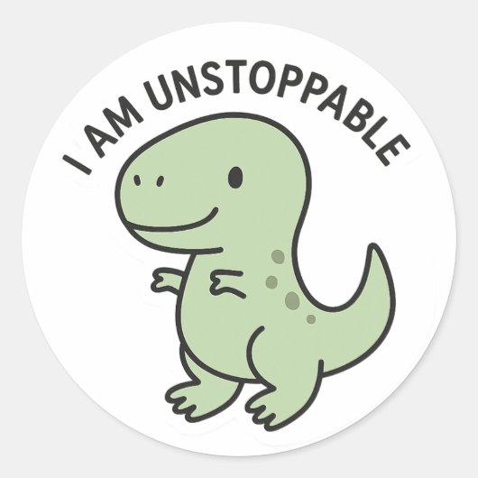 Ik Ben Onstuitbaar T‑Rex – Sticker Met Cute Dinosa (Voorkant)