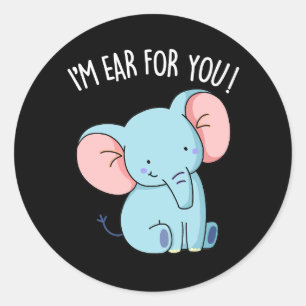Ik ben Oor Voor Jou Grappige Olifant Woordspeling Ronde Sticker