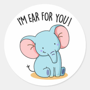 Ik ben Oor Voor Jou Grappige Olifant Woordspeling Ronde Sticker