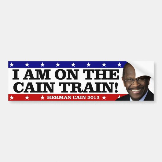 Ik ben op de Cain Train. Bumpersticker (Voorkant)