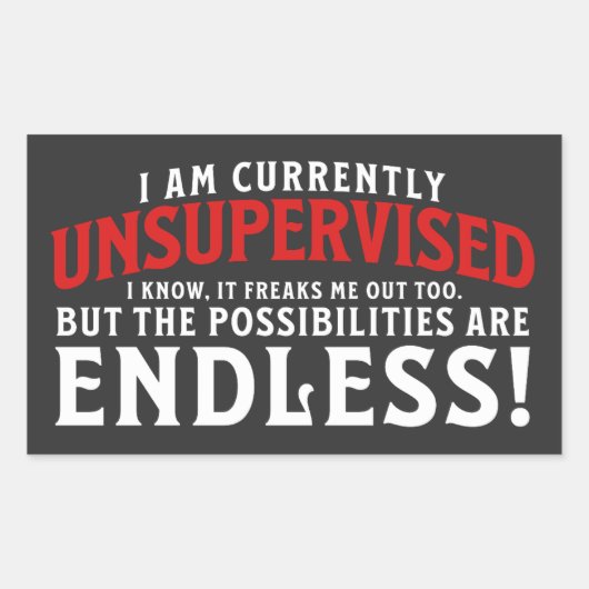 Ik ben op dit moment ongecontroleerd rechthoekige sticker (Voorkant)