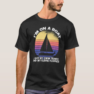 Ik ben op een boot waar ik m'n zwembrillen en Flip T-shirt