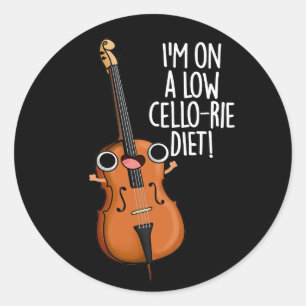 Ik ben op een lage Cello-rie Diet Cello Pun Dark B Ronde Sticker