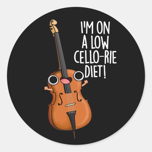 Ik ben op een lage Cello-rie Diet Cello Pun Dark B Ronde Sticker (Voorkant)