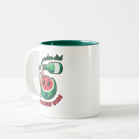 Ik ben op een meloendieet grappige watermeloen tweekleurige koffiemok (Voorkant links)