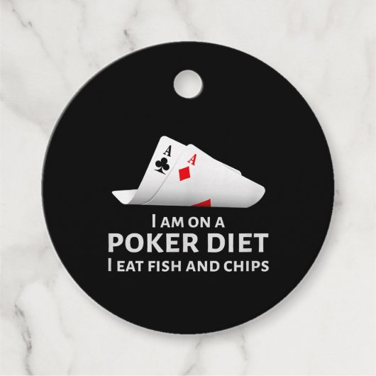 Ik ben op een pokerdieet Ik eet vis en chips Bedankjes Labels (Voorkant)