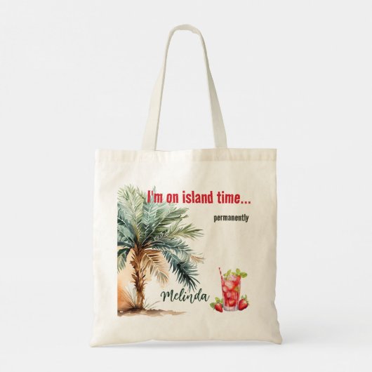 Ik ben op Island Time... Gepersonaliseerd strand Tote Bag (Achterkant)