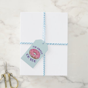 Ik ben op je roze Donut Doughnut Foodie Love. Cadeaulabel