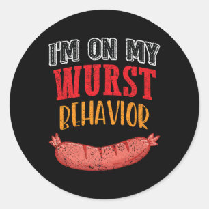 Ik ben op mijn wurst gedrag bbq grill worst bier p ronde sticker