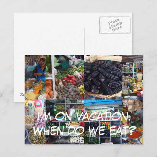 Ik ben op vakantie. Wanneer eten we? Briefkaart (Voorkant / Achterkant)