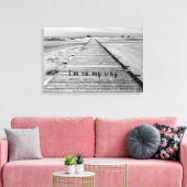 Ik ben op weg naar het strand, zwart-witte foto canvas afdruk (Insitu (Woonkamer))
