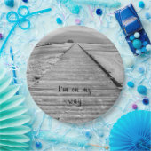 Ik ben op weg naar het strand, zwart-witte foto papieren bordje (Feest)