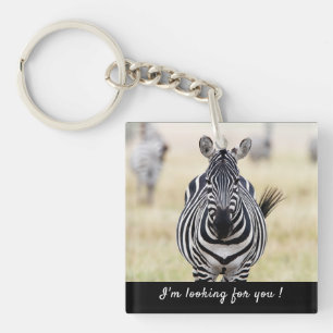 Ik ben op zoek naar je Zebra foto met tekst Sleutelhanger