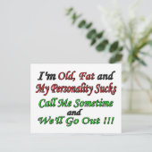 Ik ben Oud, Vet en Mijn persoonlijkheidsopruiming. Briefkaart (Staand voorkant)
