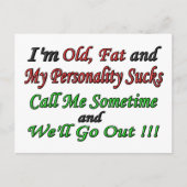 Ik ben Oud, Vet en Mijn persoonlijkheidsopruiming. Briefkaart (Voorkant)
