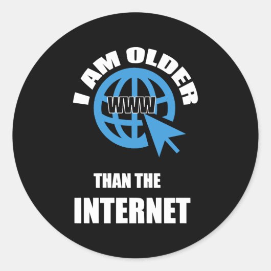 Ik ben ouder dan het internet ronde sticker (Voorkant)