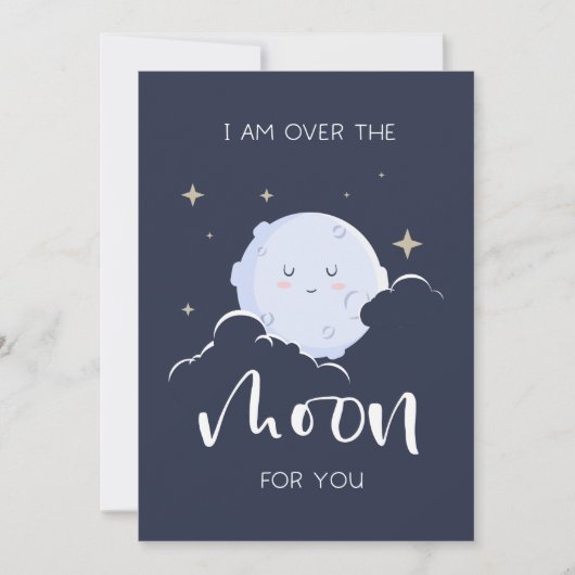 Ik ben over de maan voor je Valentijn Feestdagenkaart (Voorkant)
