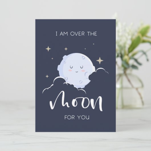 Ik ben over de maan voor je Valentijn Feestdagenkaart (Staand voorkant)