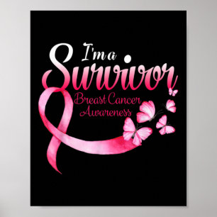Ik ben overlevende borstkanker met roze Ri Poster