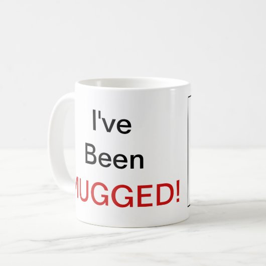 Ik ben overvallen! koffiemok (Voorkant links)