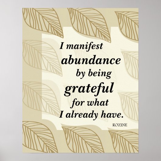 Ik ben overvloed door dankbaar bevrediging te zijn poster (Voorkant)