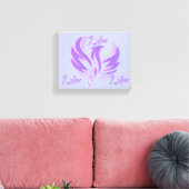Ik Ben Paarse Vlam Vuur Vogel Rijzend Canvas Afdruk (Insitu (Woonkamer))