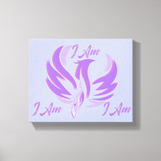 Ik Ben Paarse Vlam Vuur Vogel Rijzend Canvas Afdruk (Voorkant)