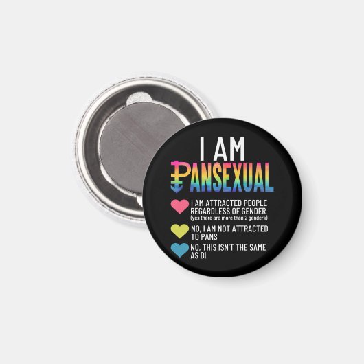 Ik ben Pansexual - LGBTQIA Pride Rainbow Hearts -  Magneet (Voorkant / Achterkant)