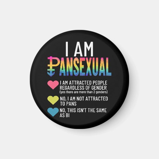 Ik ben Pansexual - LGBTQIA Pride Rainbow Hearts - Magneet (Voorkant)
