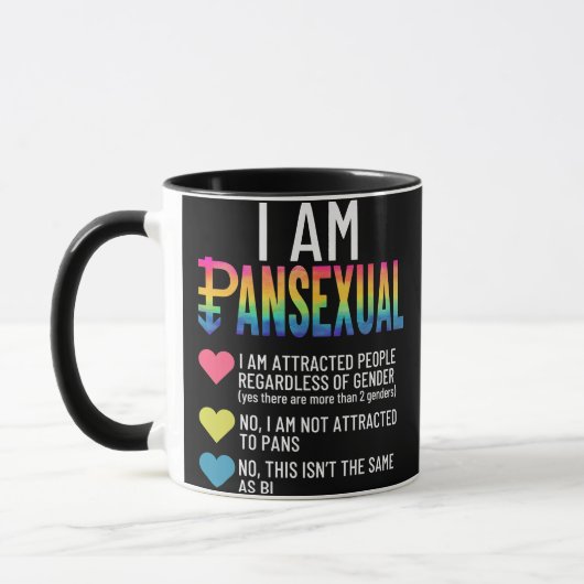 Ik ben Pansexual - LGBTQIA Pride Rainbow Hearts - Mok (Links)