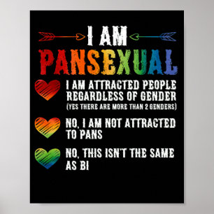 Ik ben pansexual LGBTQIA Pride Rainbow Hearts Poster