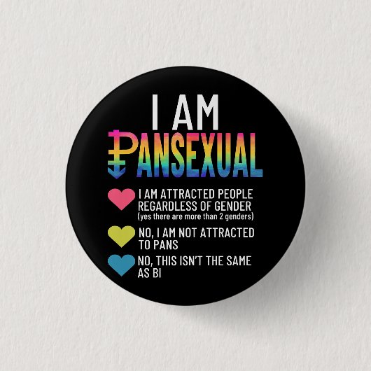 Ik ben Pansexual - LGBTQIA Pride Rainbow Hearts -  Ronde Button 3,2 Cm (Voorkant)