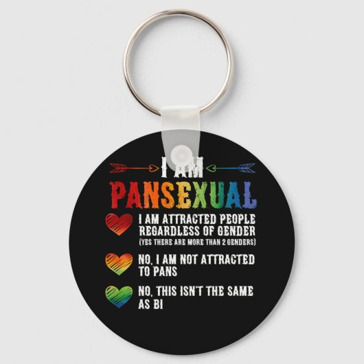 Ik ben pansexual LGBTQIA Pride Rainbow Hearts Sleutelhanger (Voorkant)