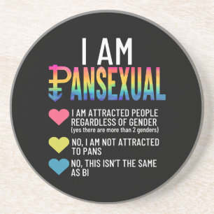 Ik ben Pansexual - LGBTQIA Pride Rainbow Hearts -  Zandsteen Onderzetter