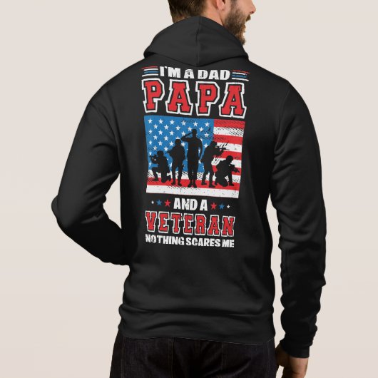Ik ben papa Papa en een Veteraan... niets maakt me Hoodie (Achterkant)