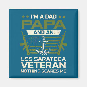 Ik ben papa vader uss saratoga cv-60 veteraan vlag magneet