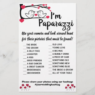 Ik ben paparazzi Game Card Love Bird Wedding Flyer