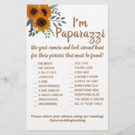 Ik ben paparazzi Game Card Sunflower Wedding Flyer