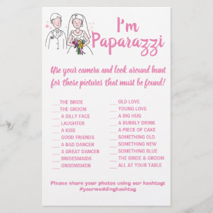 Ik ben paparazzi Kaart Pink Love Wedding Flyer
