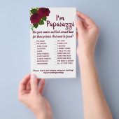 Ik ben paparazzi spelkaart rode bloem bruiloft flyer (Hand)